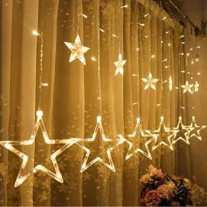 12 Hanging Stars 8 Modes Star Curtain String Lights (Warm White)