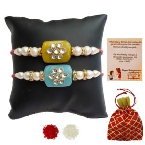 Kundan marble rakhi set