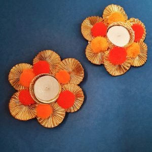 Set of 2 pom pom Candle Holders