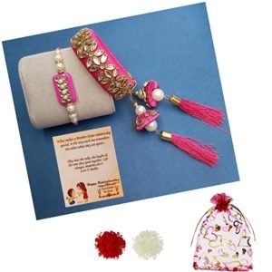 Stone work bhaiya bhabhi Rakhi Set