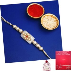 White Kundan and Pearl Rakhi