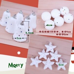 Artificial Christmas Tree Decorations (White, 18 Pieces)