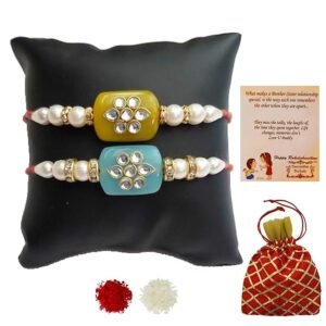 Marble Stone Pearl Rakhi Combo