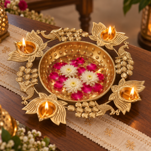 Peacock Urli 4 Diyas